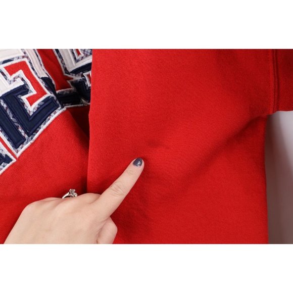 Vintage 90s Russell Athletic Mens 2XL Faded Spell Out Chelsea Sweatshirt Red USA - Picture 6 of 13